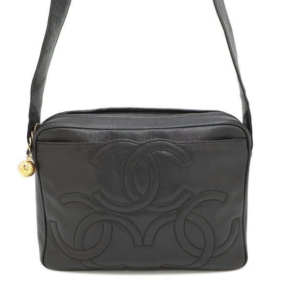 CHANEL Triple Coco Caviar Skin Shoulder Bag, Black - Picture 1 of 10